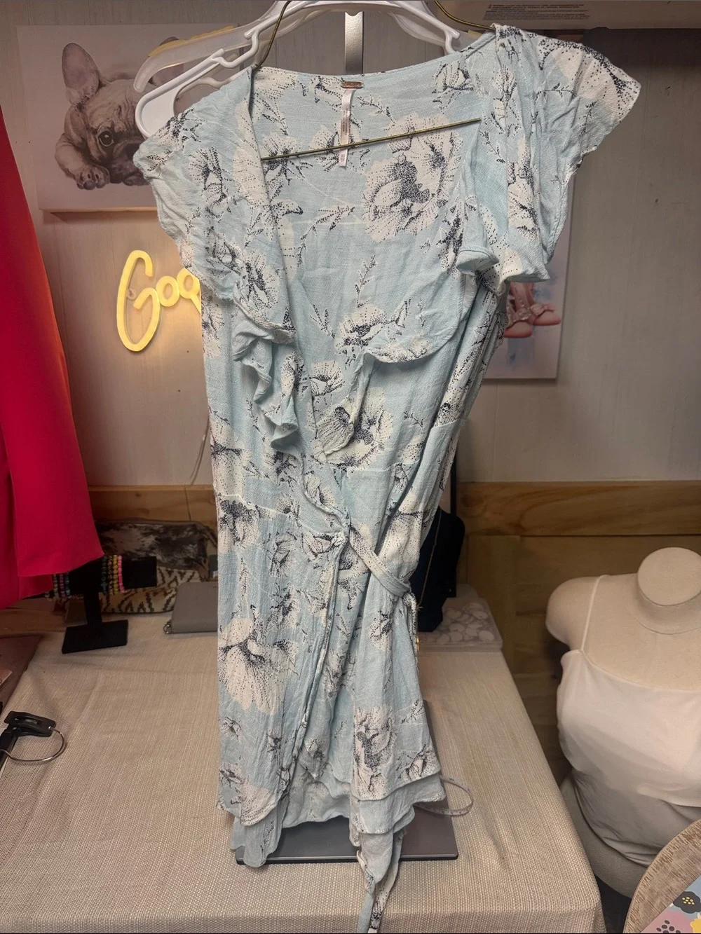 Free people light blue wrap dress